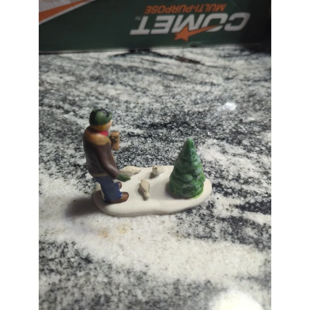 Vintage Lemax 1998 Man Feeding the Pigeons Christmas Village Figurine
